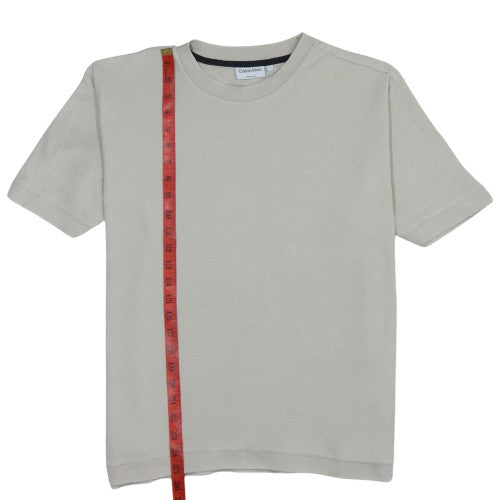 Calvin Klein Men's Beige Cotton Crew Neck Relaxed Fit T-Shirt L