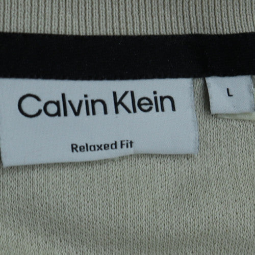 Calvin Klein Men's Beige Cotton Crew Neck Relaxed Fit T-Shirt L