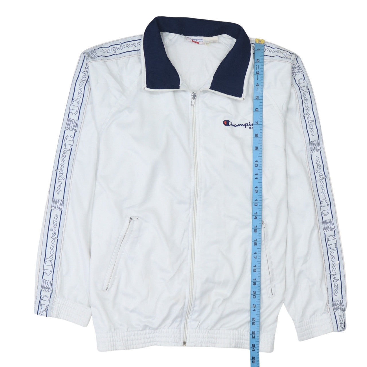 Champion Men's White Full Zip Retro Sports Sweatshirt S