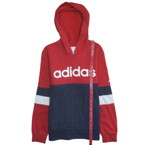 Adidas Boys Red & Navy Colourblock Pullover Hoodie Size 13-14 Years