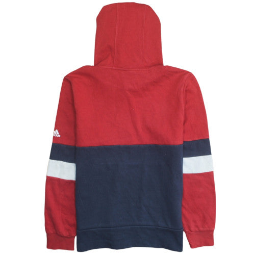 Adidas Boys Red & Navy Colourblock Pullover Hoodie Size 13-14 Years