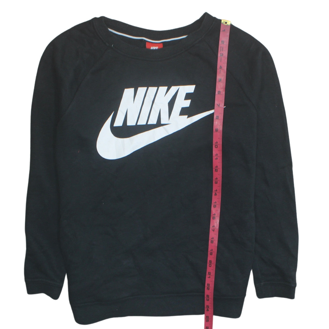Nike Women Black Pullover Sweatshirt Medium Cotton Blend Logo Crew Neck