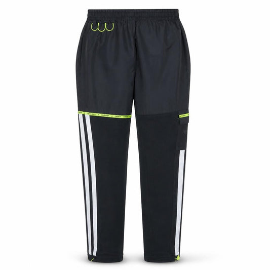 Front view of Adidas men’s black jogger trousers, size M, primegreen lightweight