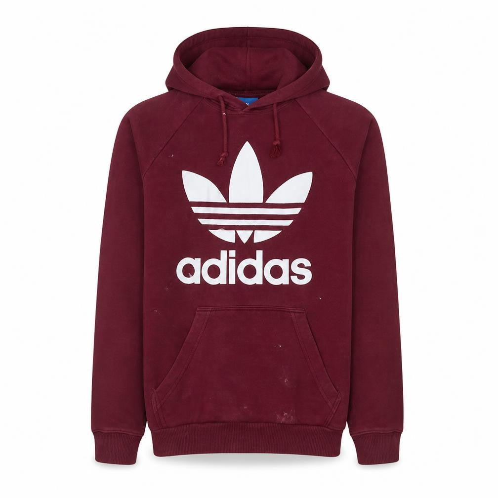 adidas Men's Red Pullover Hoodie Small Logo Graphic Fleece
