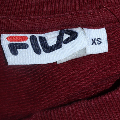 FILA Womens Burgundy Logo Crew Neck Pullover Sweatshirt XS