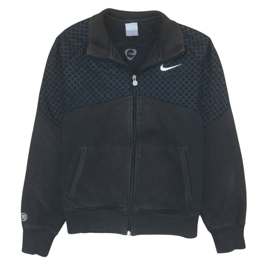 Nike Men's Black Full Zip Fleece Sweatshirt M Geometric Logo