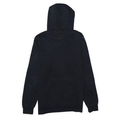 Brand and care label for Adidas boys’ black pullover hoodie, size 15-16, years cotton blend