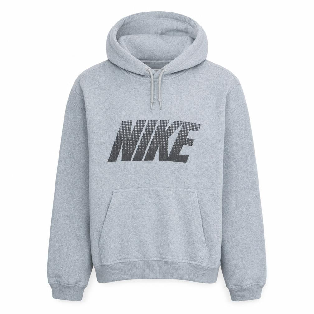 Nike Mens Grey Pullover Hoodie Medium Cotton Blend Logo Sweatshirt