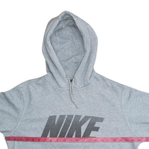 Nike Mens Grey Pullover Hoodie Medium Cotton Blend Logo Sweatshirt