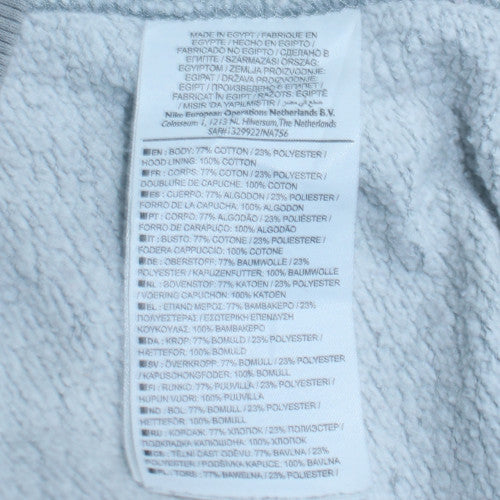 Nike Mens Grey Pullover Hoodie Medium Cotton Blend Logo Sweatshirt