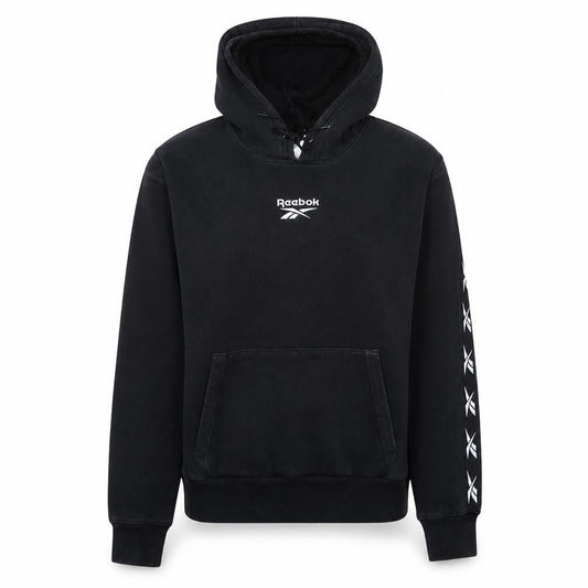 Reebok Women's Black Small Pullover Hoodie with Logo Details