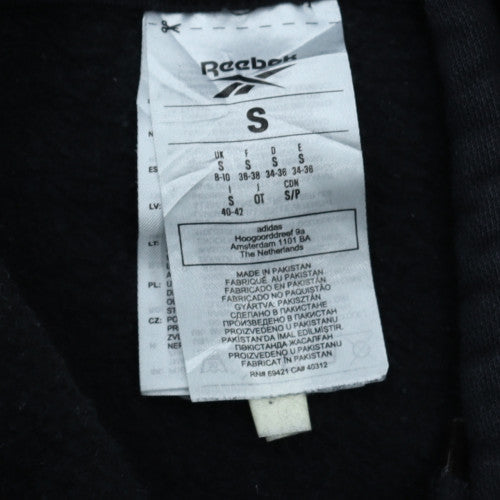 Reebok Women's Black Small Pullover Hoodie with Logo Details