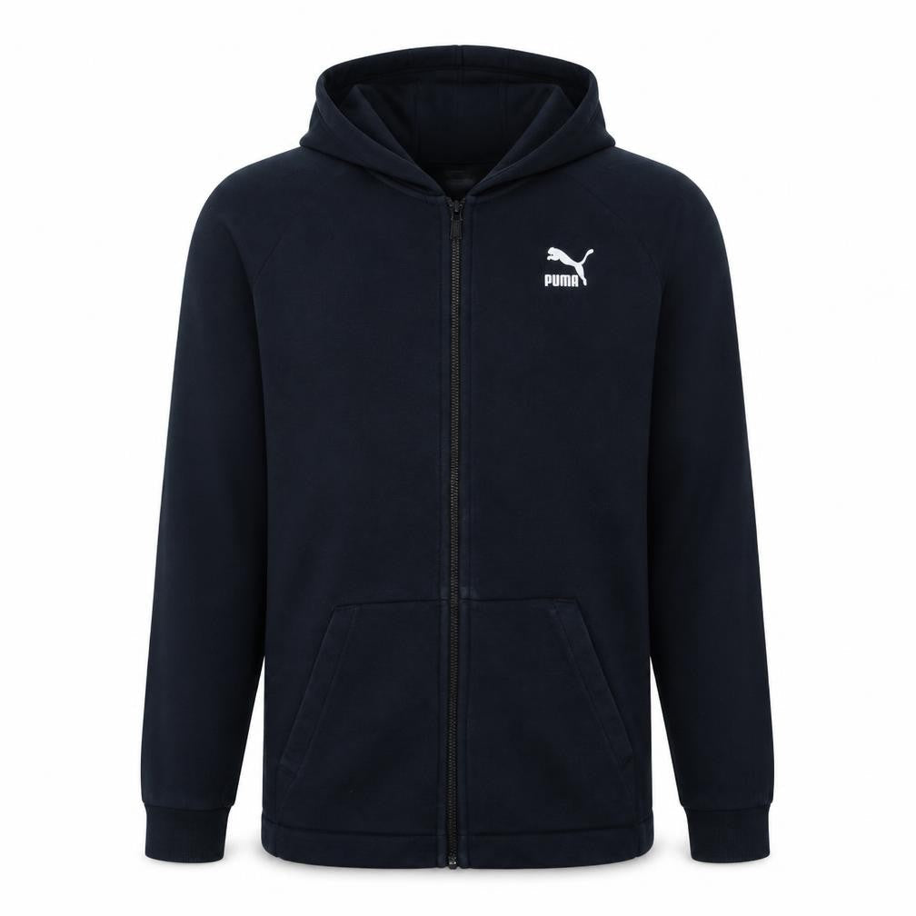 Puma Men's Blue Full Zip Hoodie XS Regular Fit Fleece