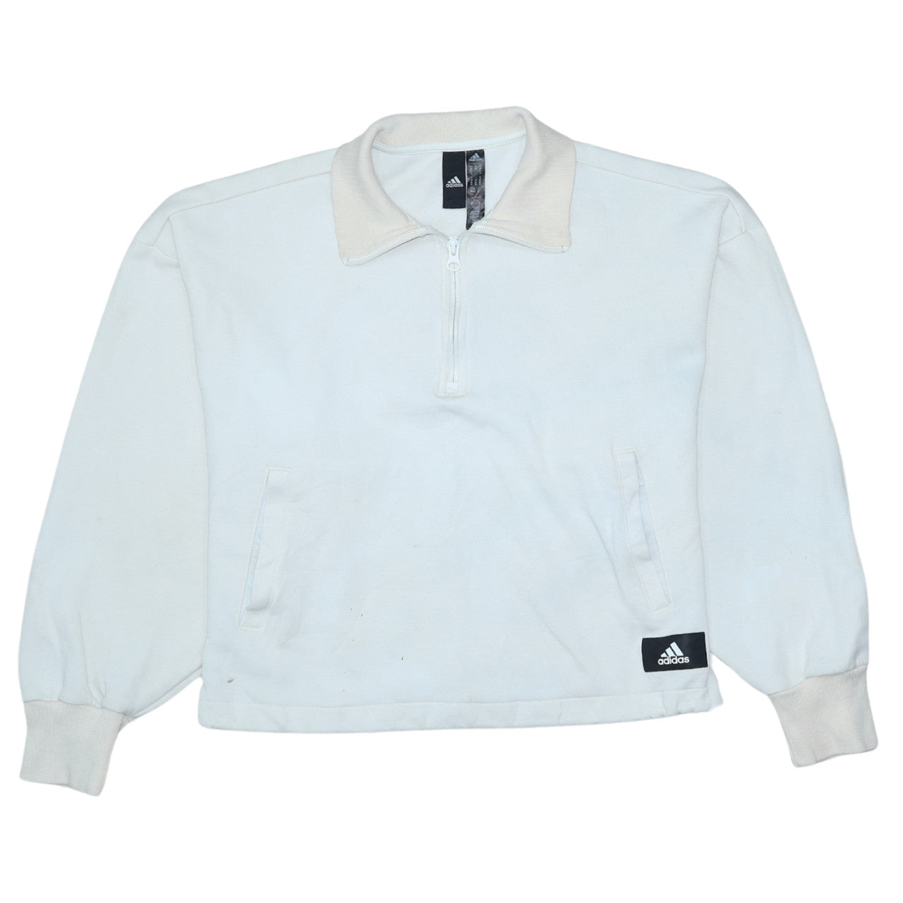 Adidas Women White XS 1/2 Zip Pullover Sweatshirt with Logo