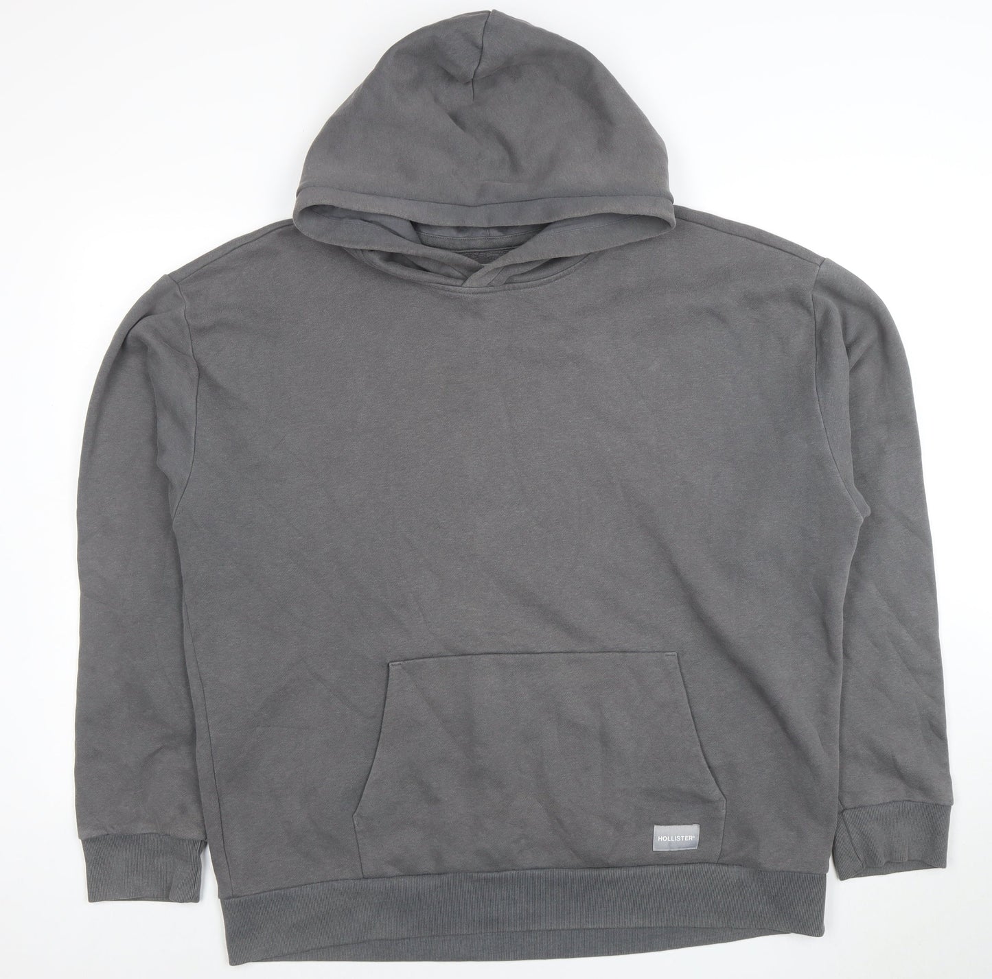 Hollister Men’s Grey Relaxed Fit Pullover Hoodie XL Cotton Blend