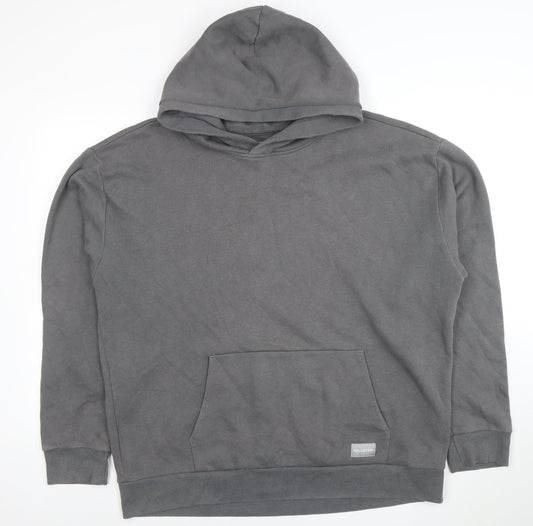 Hollister Men’s Grey Relaxed Fit Pullover Hoodie XL Cotton Blend