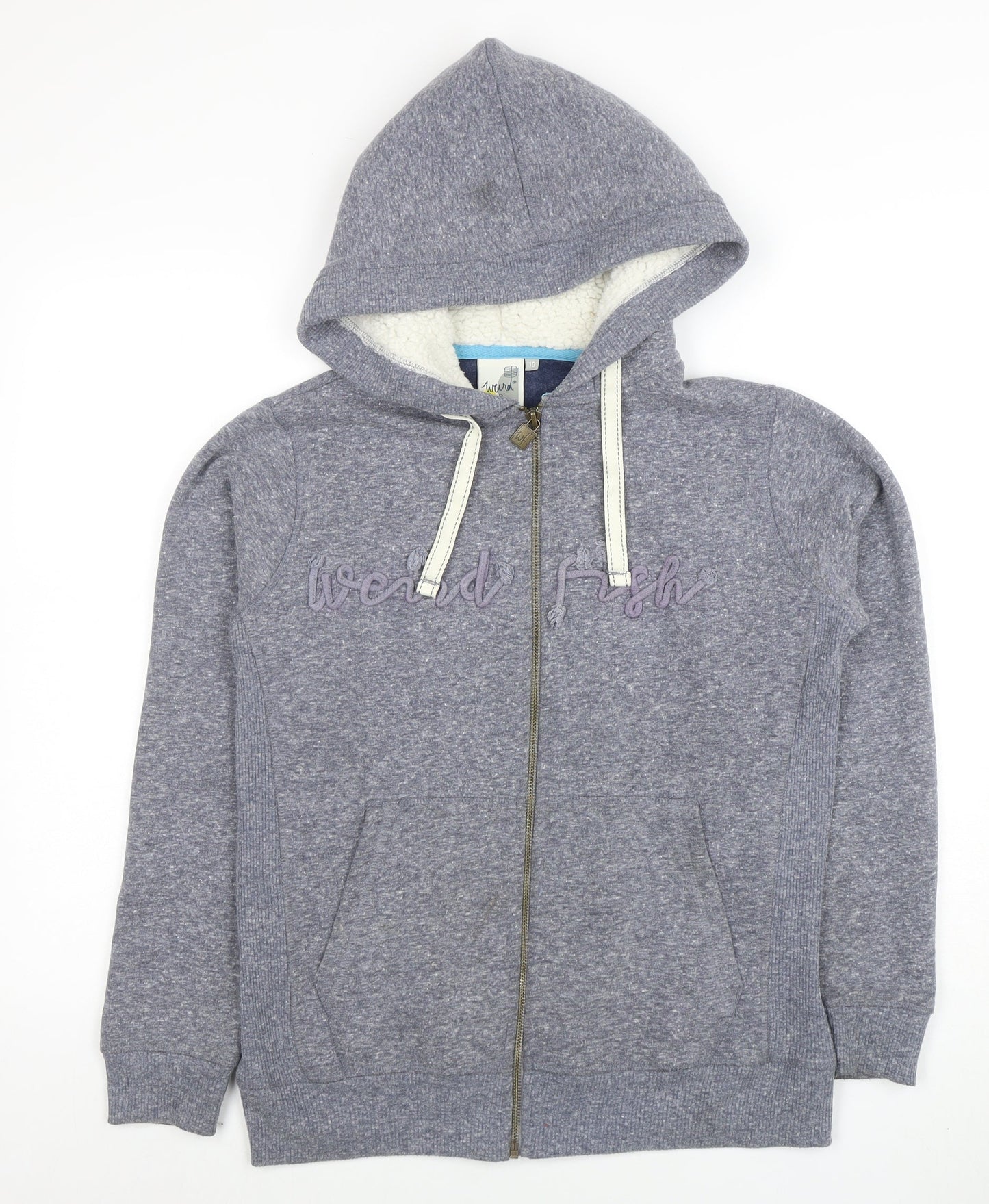 Weird Fish Women's Grey Size 10 Full Zip Hooded Sweatshirt