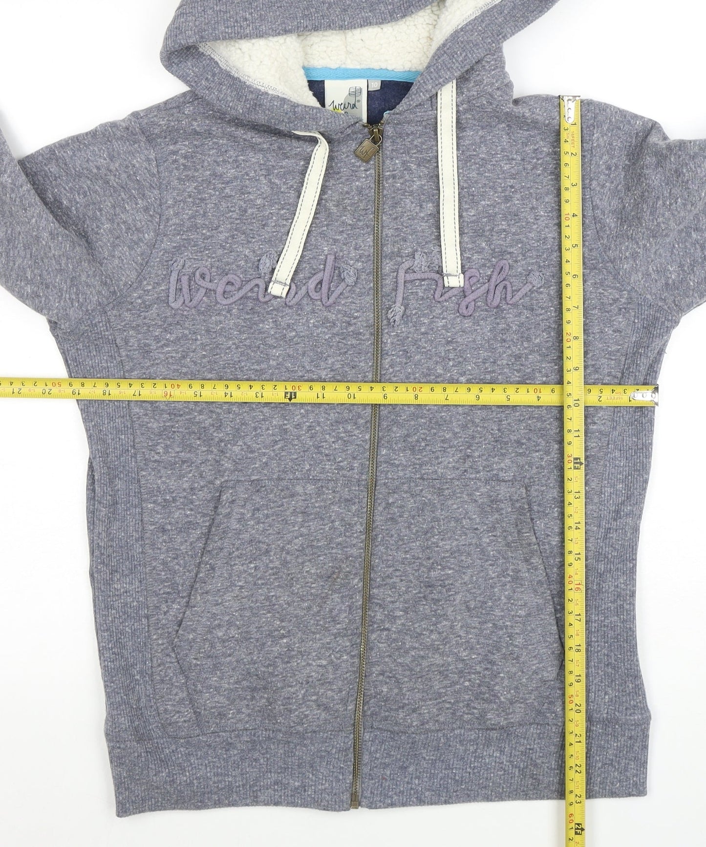 Weird Fish Women's Grey Size 10 Full Zip Hooded Sweatshirt