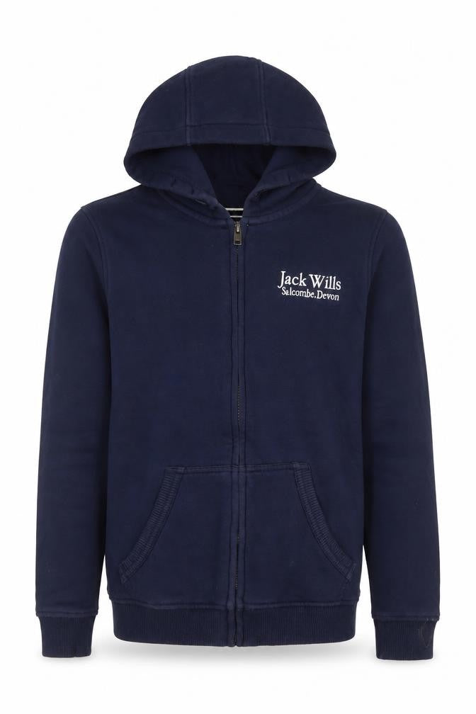 Jack Wills Boys Navy Full Zip Hoodie 9-10 Years Cotton Blend