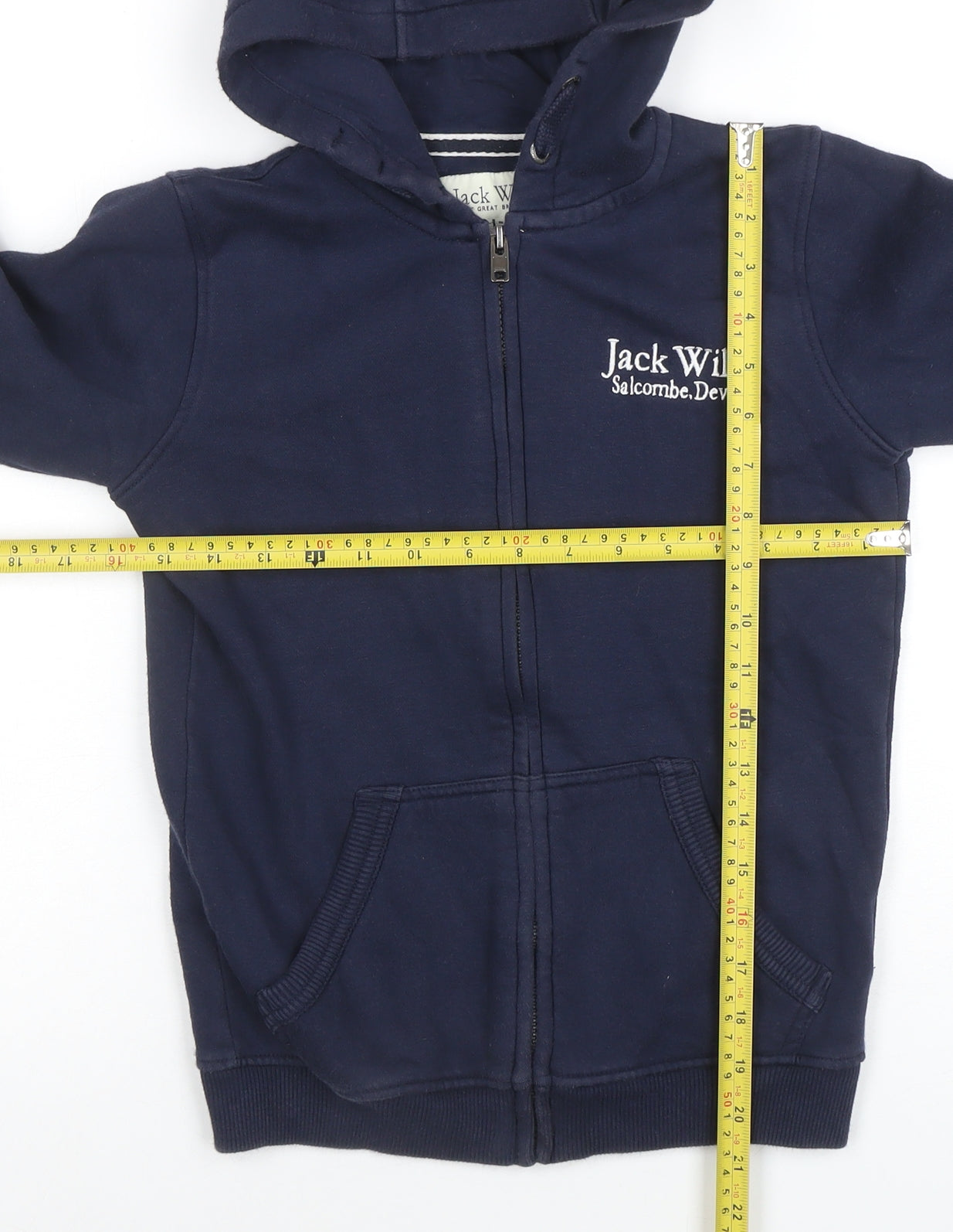 Jack Wills Boys Navy Full Zip Hoodie 9-10 Years Cotton Blend