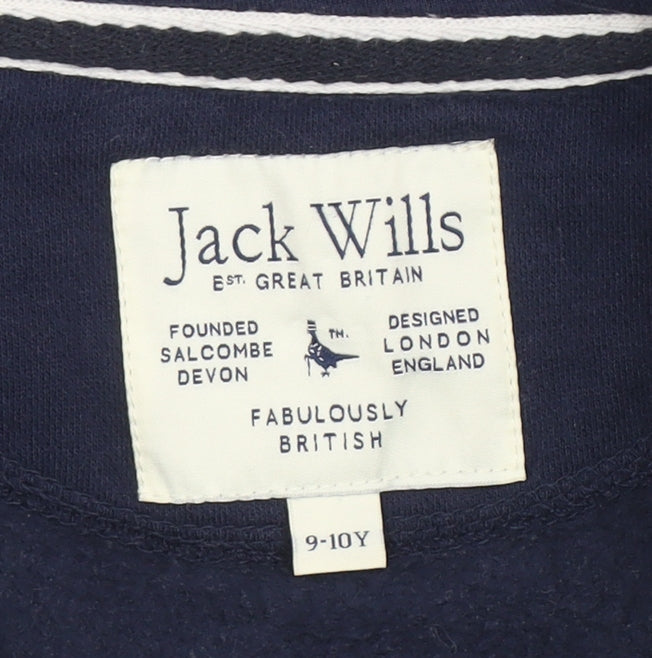 Jack Wills Boys Navy Full Zip Hoodie 9-10 Years Cotton Blend