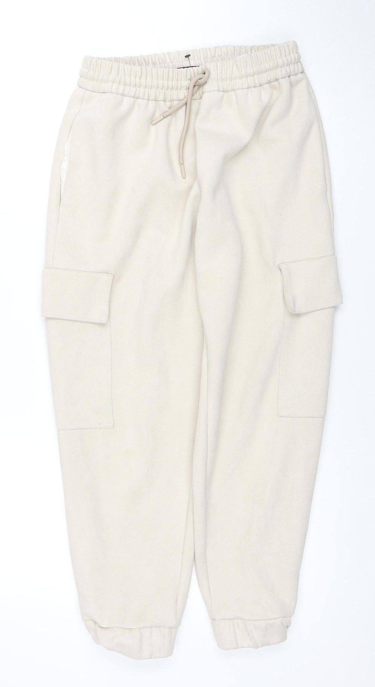 Zara Women’s Beige Cargo Jogger Trousers S Elastic Waist