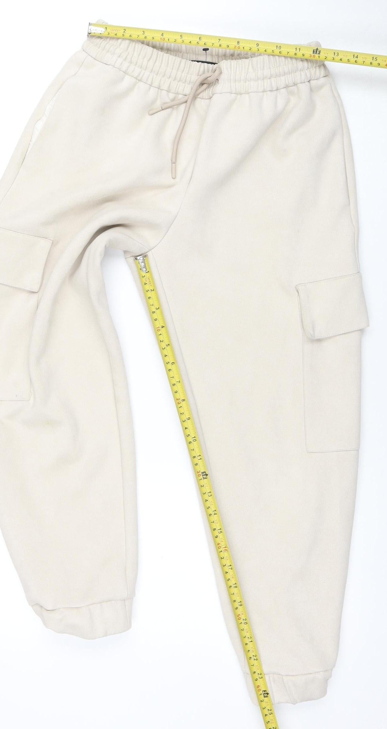 Zara Women’s Beige Cargo Jogger Trousers S Elastic Waist