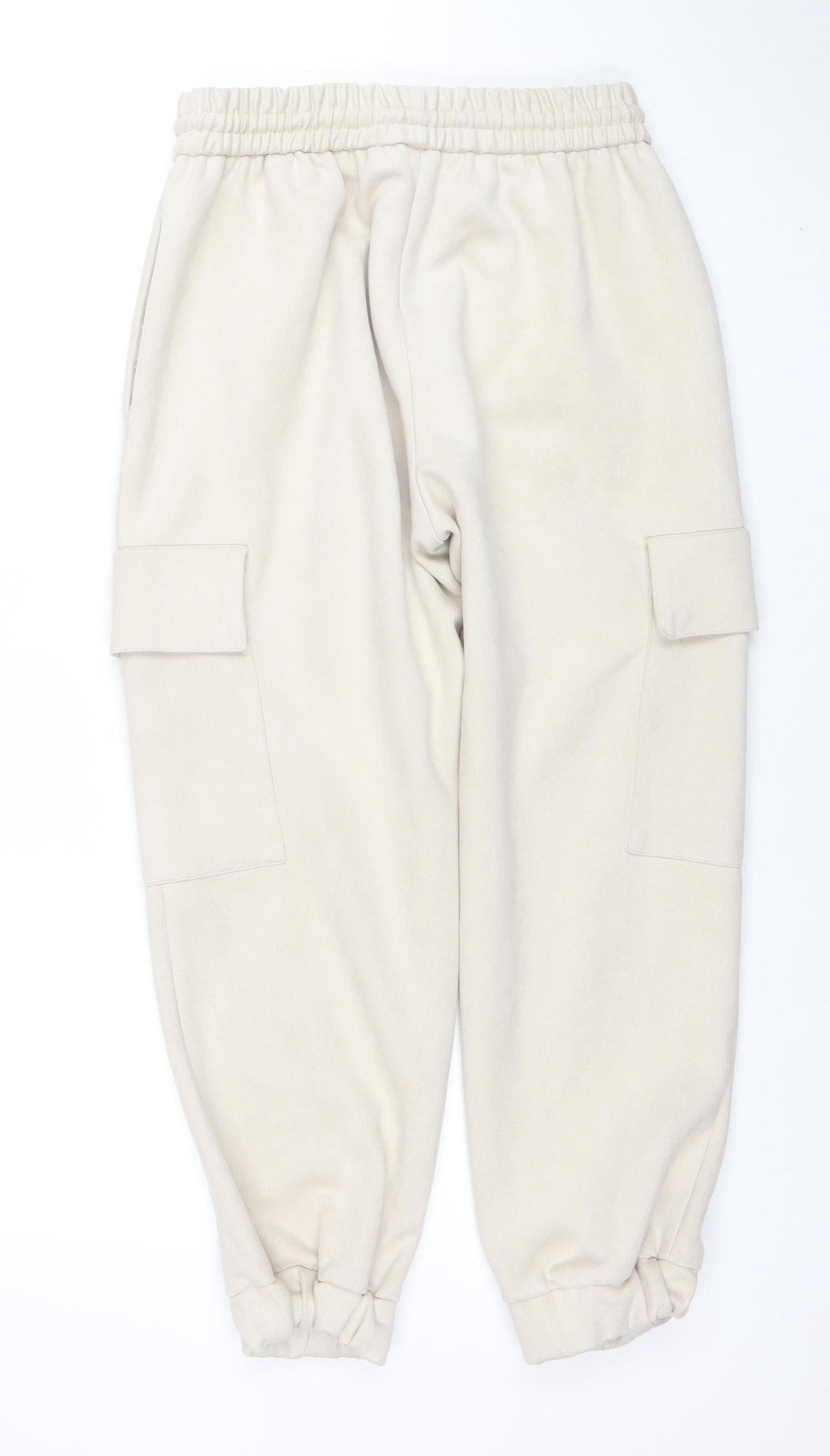 Zara Women’s Beige Cargo Jogger Trousers S Elastic Waist