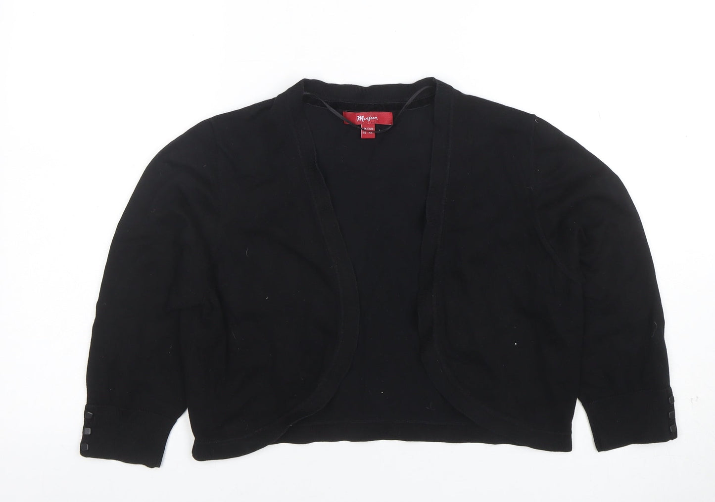 Monsoon Women Black Size 16 Cropped Knit Cardigan