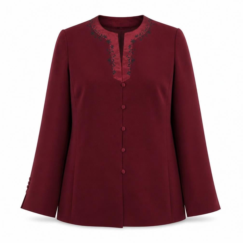 Jacques Vert Women's Burgundy Long Sleeve Suit Jacket Size 14 Polyester Lined
