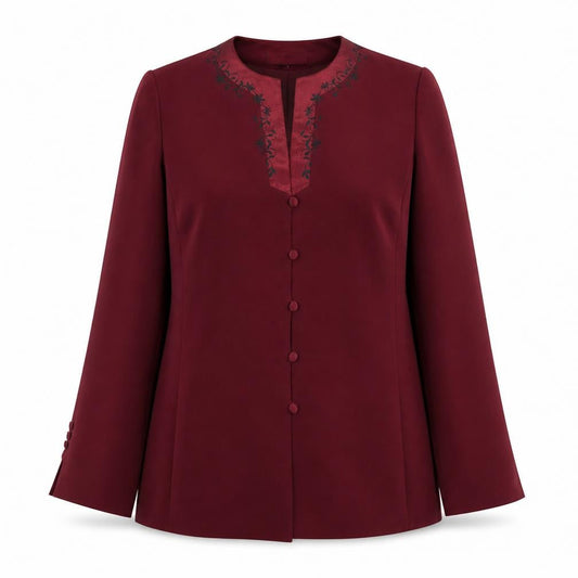 Jacques Vert Women's Burgundy Long Sleeve Suit Jacket Size 14 Polyester Lined