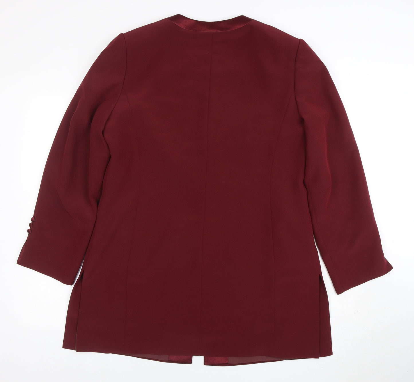 Jacques Vert Women's Burgundy Long Sleeve Suit Jacket Size 14 Polyester Lined