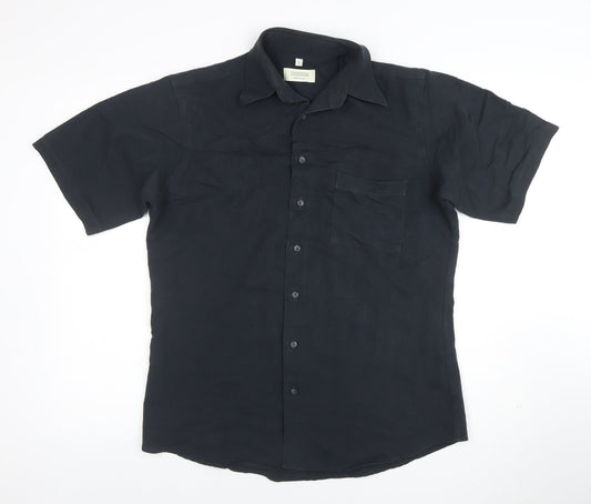 Canda Men's Black Short Sleeve Viscose Polo Shirt Size S
