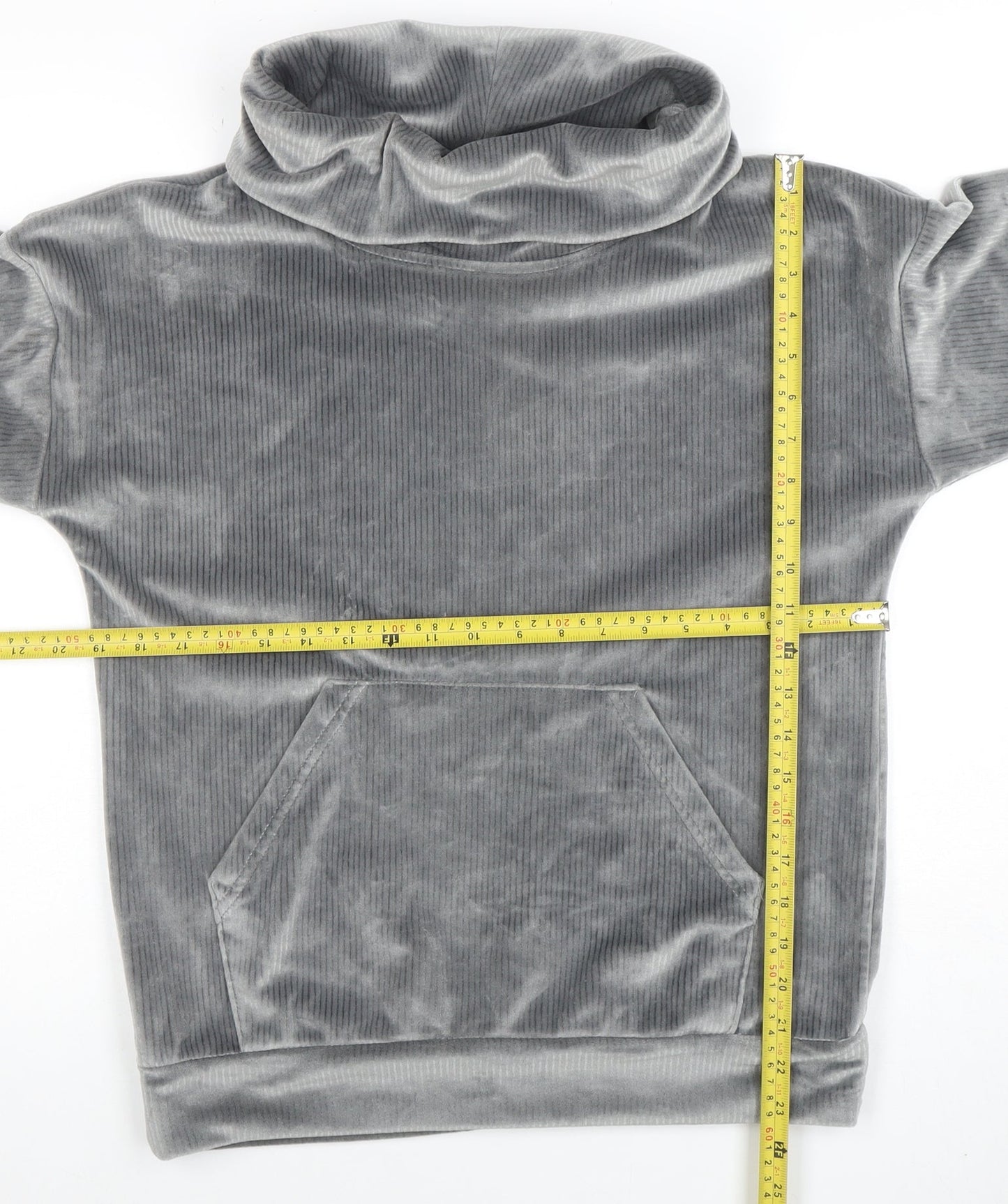 Nutmeg Womens Grey Velour Pullover Hoodie Size 8-10
