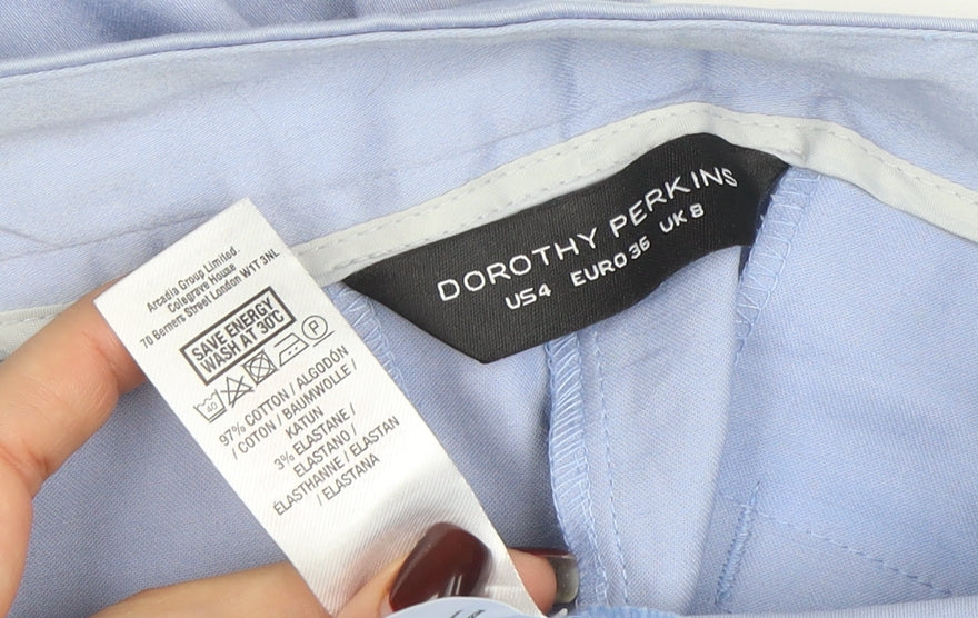 Dorothy Perkins Women Blue Chino Trousers Size 8 Slim Fit