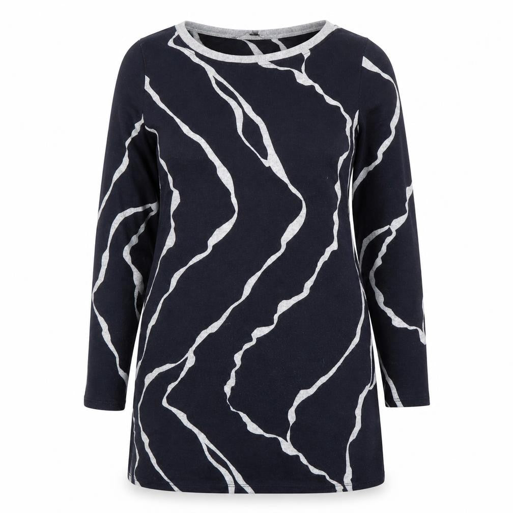 Bonmarché Women Blue Geometric Long Sleeve Pullover Jumper Size 10