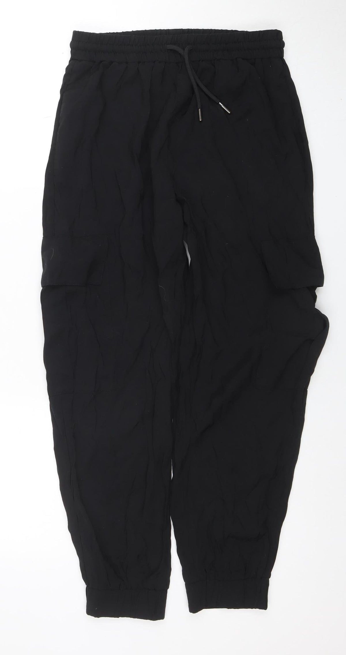 Zara Women Black S Jogger Trousers Elastic Waist Polyester Blend