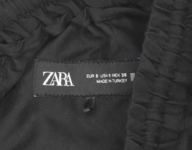 Zara Women Black S Jogger Trousers Elastic Waist Polyester Blend