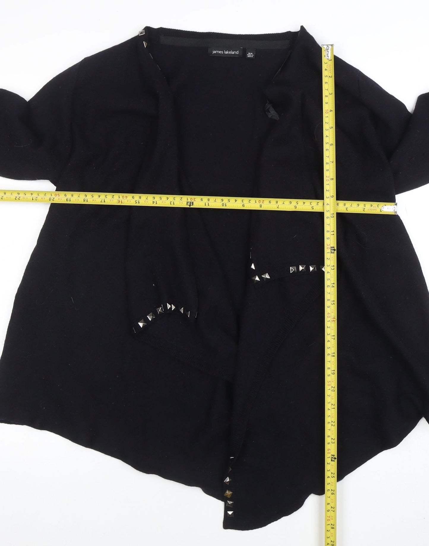 James Lakeland Women Black Studded Open Knit Cardigan Size 18