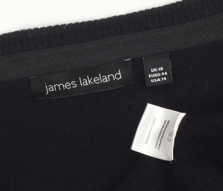 James Lakeland Women Black Studded Open Knit Cardigan Size 18