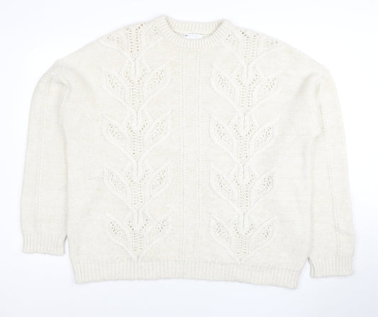 ASOS Men’s Ivory Cable-Knit Crew Neck Pullover Jumper L