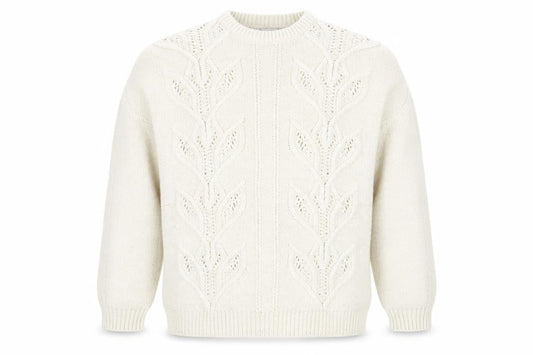 Front view of ASOS Men’s Ivory Cable-Knit Crew Neck jumper L