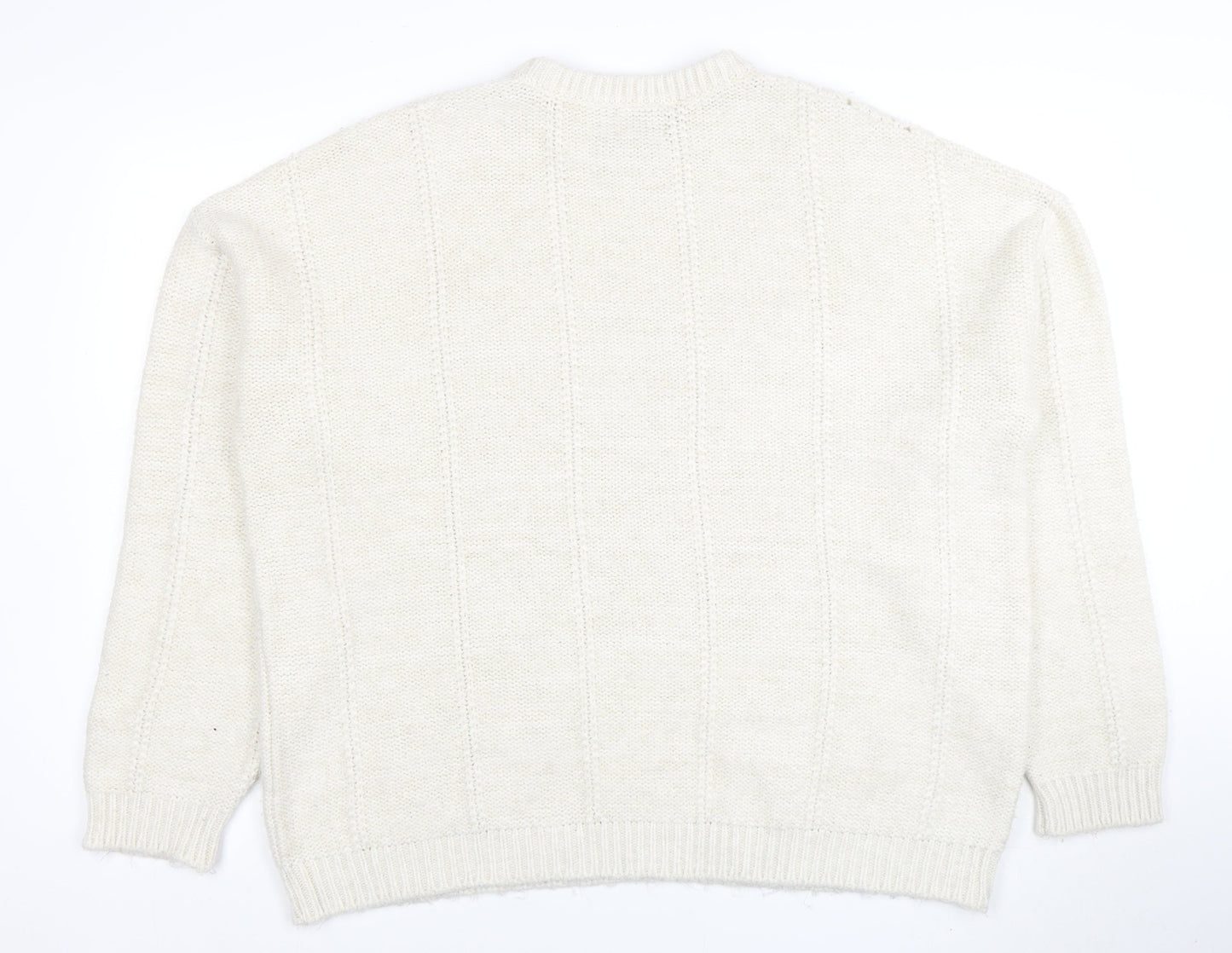 ASOS Men’s Ivory Cable-Knit Crew Neck Pullover Jumper L