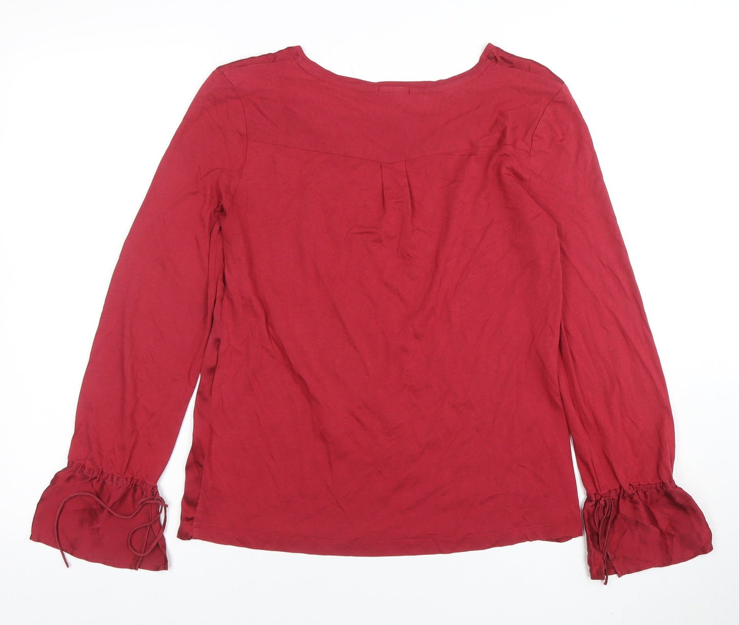 Jigsaw Women’s Red Silk Trim Long Sleeve Tunic Blouse Size S