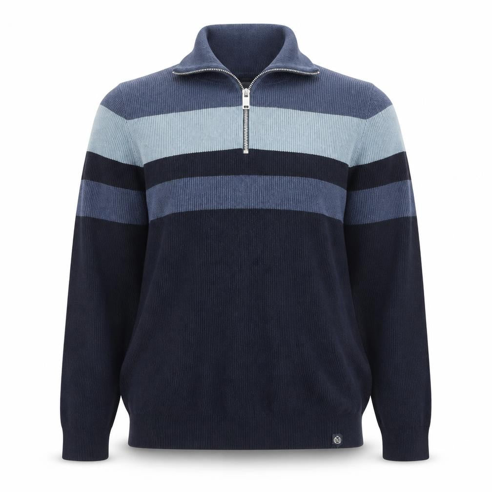 Marks & Spencer Women’s Blue Striped Small Half Zip Knit Jumper