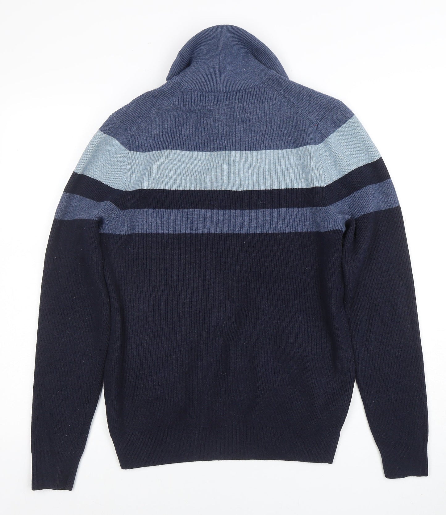 Marks and Spencer Women’s Blue Striped Small Half Zip Knit Jumper