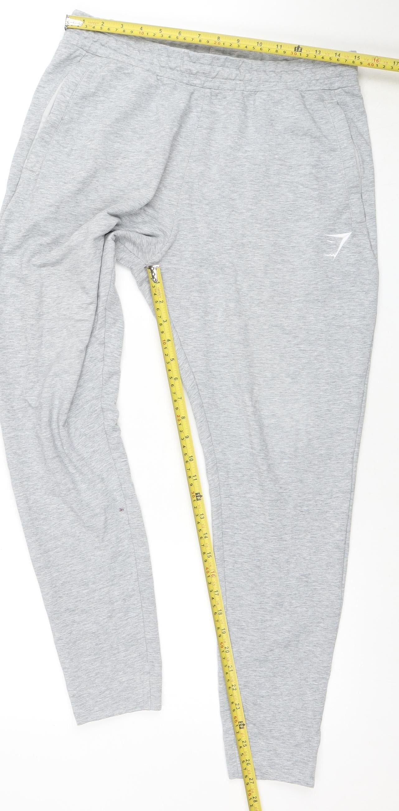 Gymshark Men's Grey Slim Fit Jogger Trousers Size M Elastic Waist