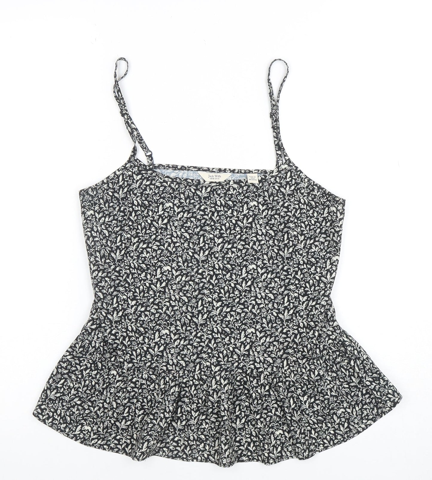 Jack Wills Womens Black Floral Camisole Tank Top Size 8