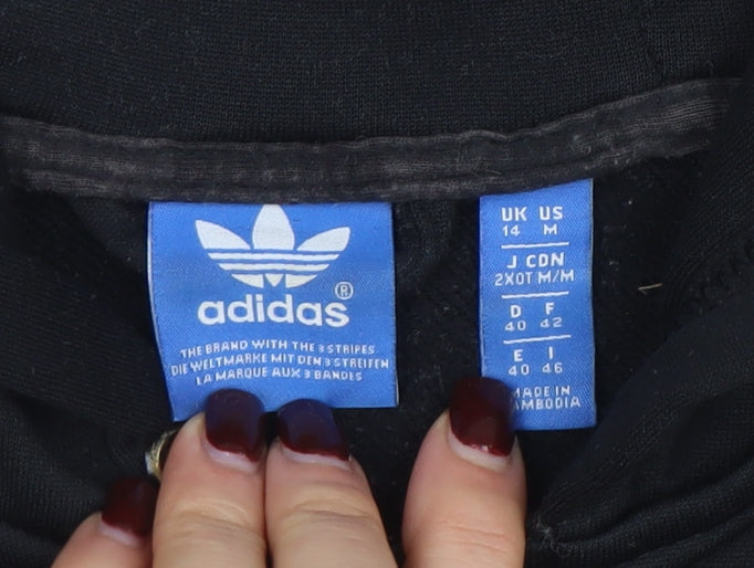 Adidas Womens Black Size 14 Full Zip Hoodie with Stripes