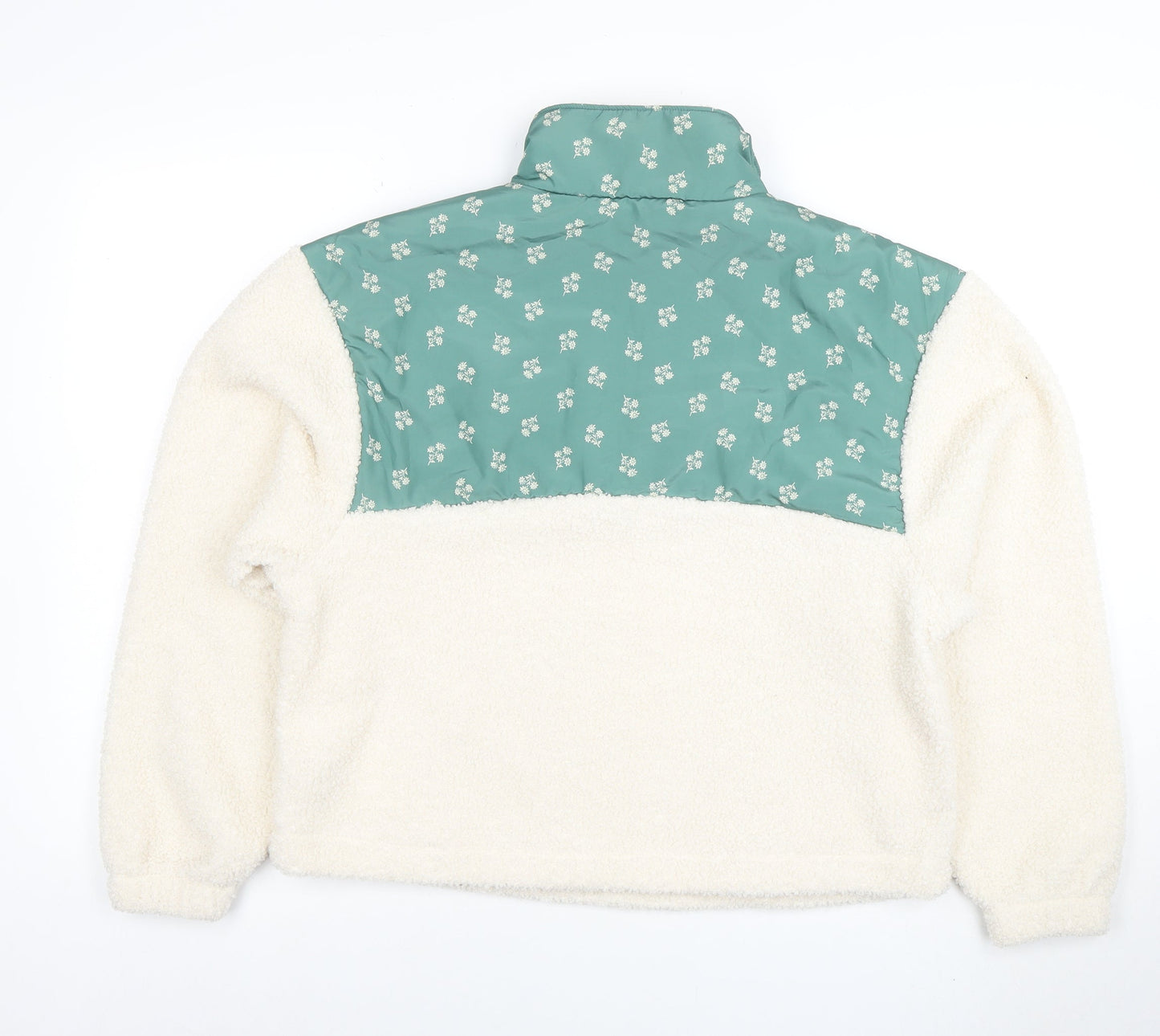 Universal Thread Women Ivory Green 1/2 Zip Pullover Sweatshirt M